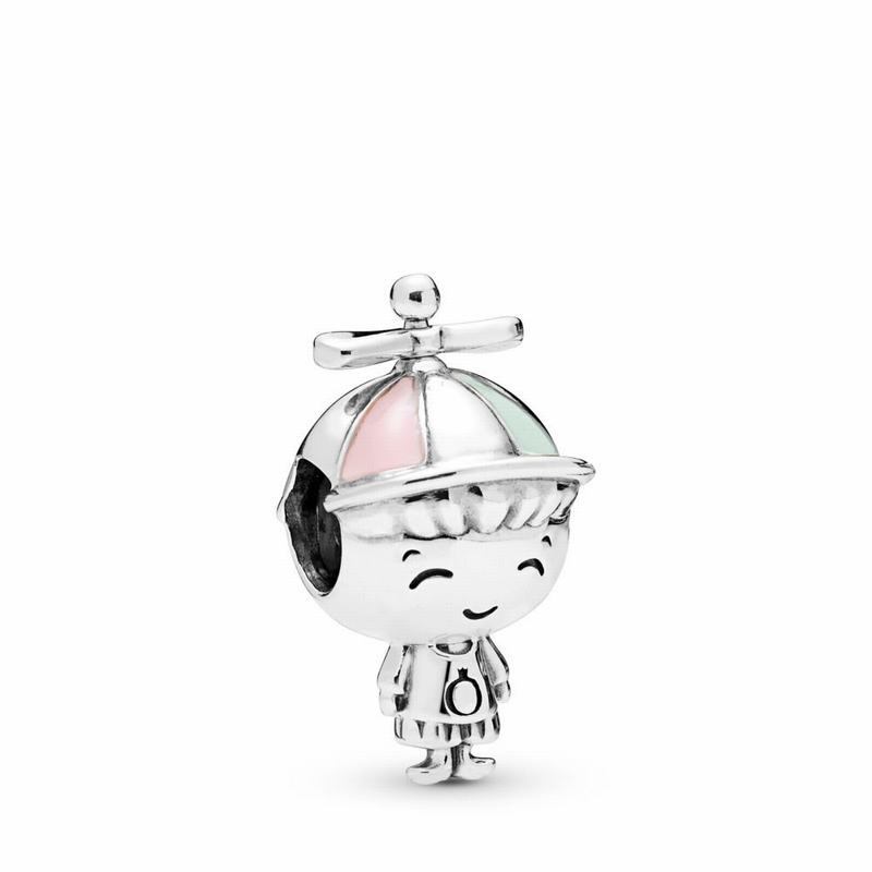 Pandora Propeller Hat Boy Charm - Sterling Silver/Enamel/Green - Canada | ED5075KY